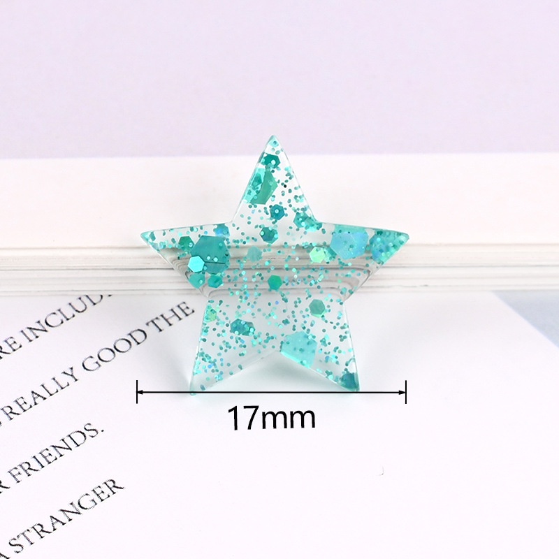 Mô hình 05 trái tim và ngôi sao đính kim tuyến bên trong dùng làm đồ thủ công trang trí handmade Charm SLime