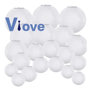 Bộ 20 lồng đèn giấy tròn màu trắng phong cách trung hoa dùng trang trí