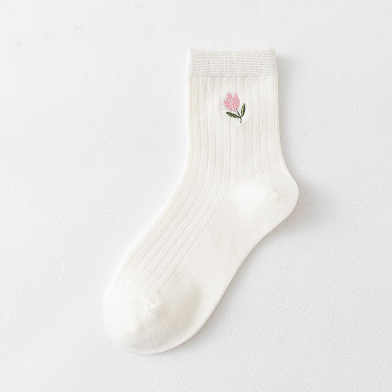 Vớ Cotton Cổ Cao Họa Tiết Gấu Trắng Dễ Thương Cho Nữ