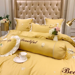 Bộ chăn ga Lụa cúc hoạ mi set 7 món