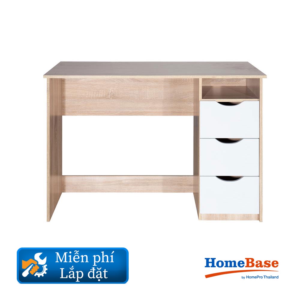 HomeBase FURDINI Bàn học bàn làm việc bằng gỗ 4 ngăn tủ bằng gỗ ép D110xR50xC76cm màu trắng