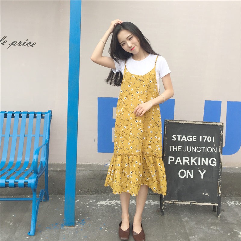 Váy yếm hai dây hoa nhí nhẹ nhàng mã VY02