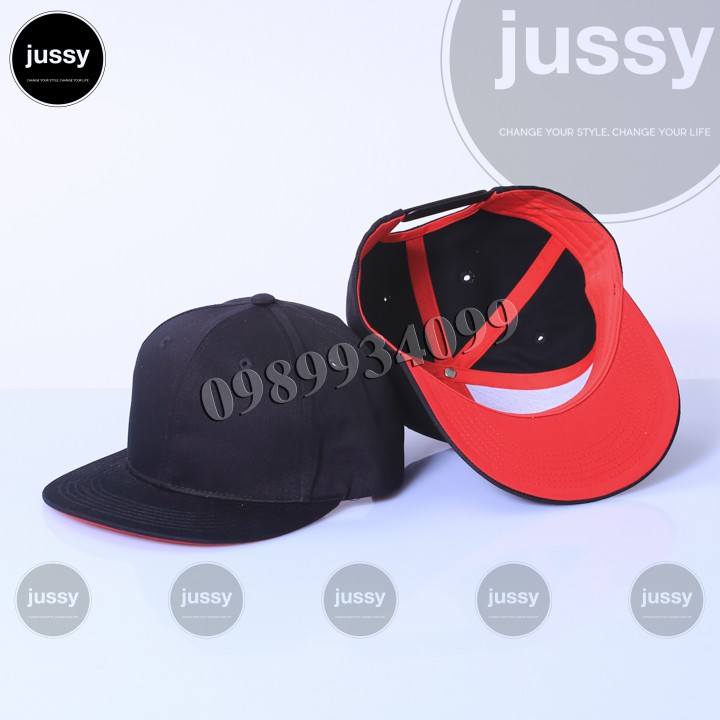 Nón Lưỡi Trai Snapback Trơn Đen Két ĐỎ Cá Tính