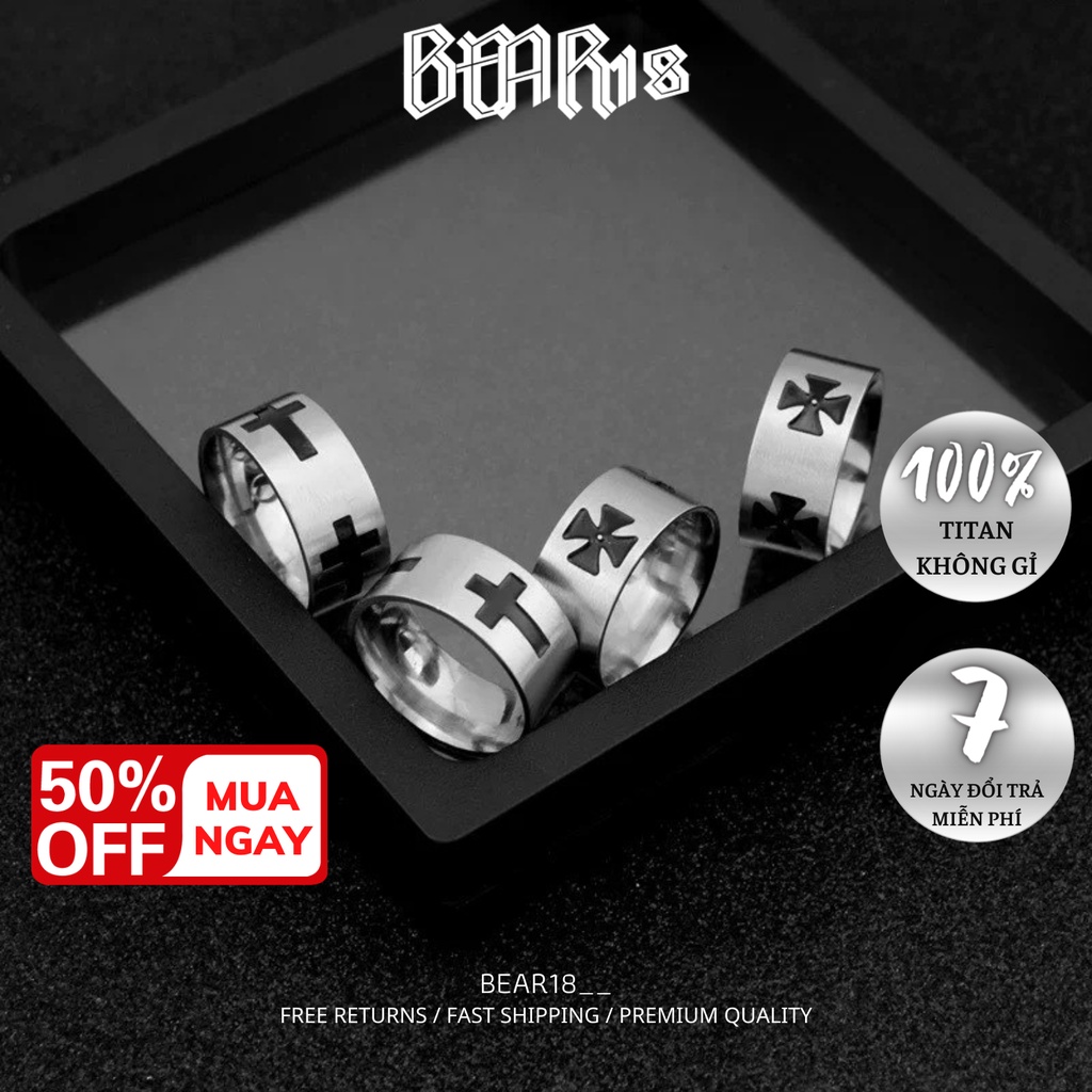 ( FULL SIZE ) Nhẫn nam Chrome heart hoạ tiết đen bảng to, chất liệu thép titan không gỉ unisex phù hợp cho nam và nữ