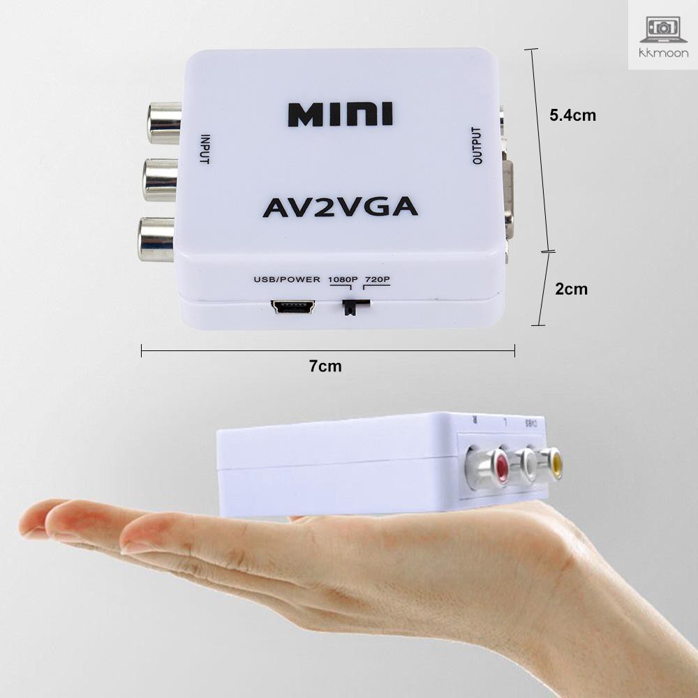 Bộ Chuyển Đổi Cổng Mini Av2Vga Video AV RCA Cvbs Sang VGA 3.5mm