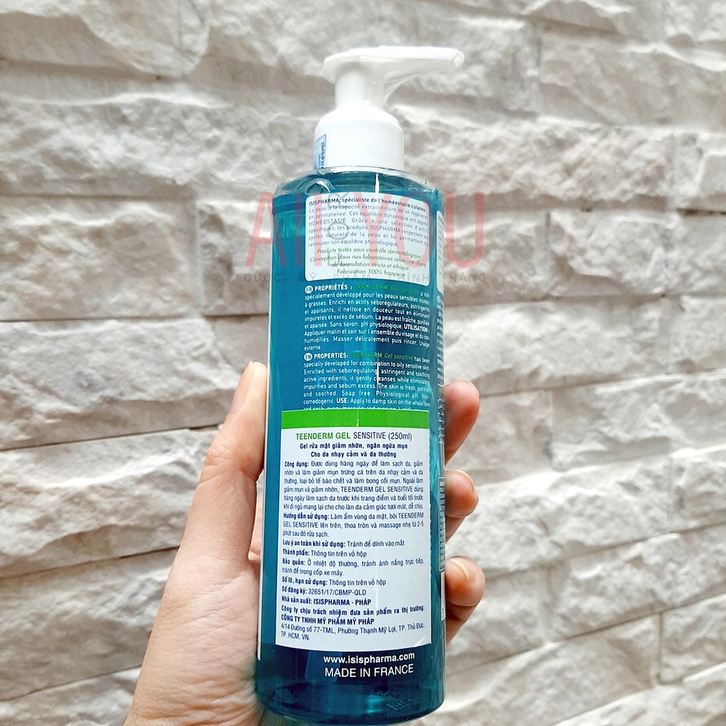 ISIS Pharma Teen Derm Gel Sensitive 100mL & 250mL - Gel Rửa Mặt Giảm Nhờn Mụn Cho Da Nhạy Cảm