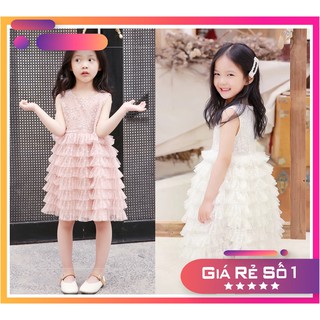 Váy bé gái, đầm bé gái công chúa phối ren cực xinh, váy nhiều lớp bồng bềnh