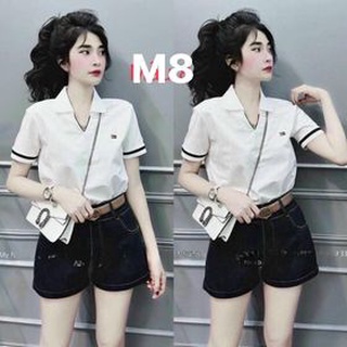 Áo polo nữ-áo thun trắng cổ tim cho nữ