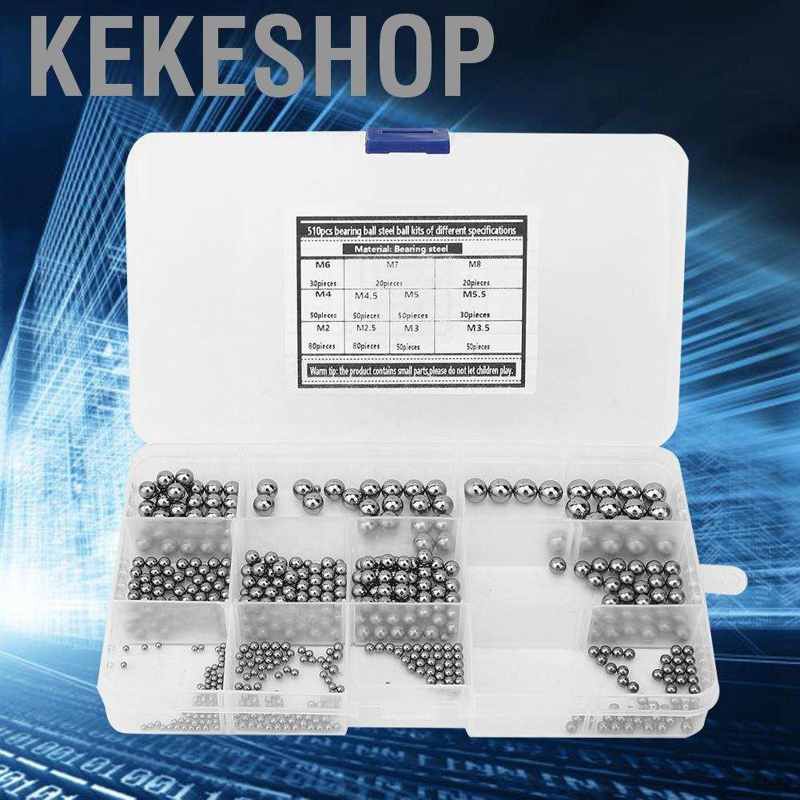 Kekeshop 510Pcs M2-M8 Chromium Hardened Steel Bearing Ball Classification Kit with Box