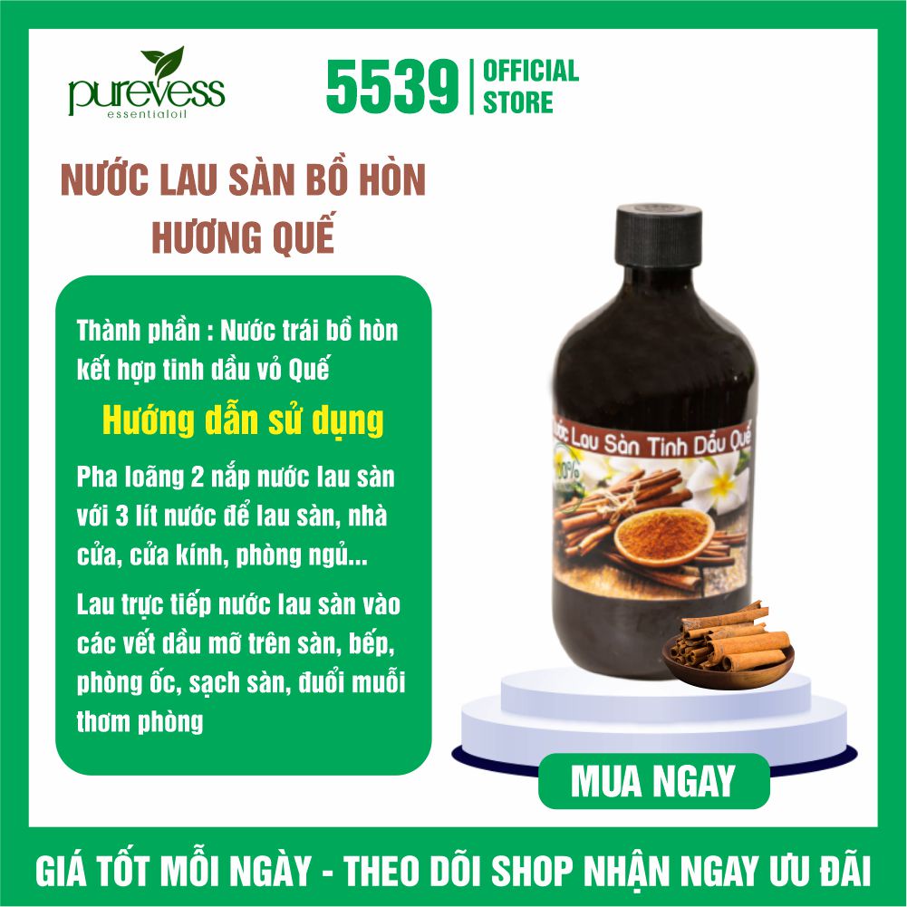 Nước lau sàn sả chanh Purevess 500 ml đánh bay mọi vết bẩn, đuổi muỗi, thơm phòng, tốt cho sức khỏe - Shop 5539