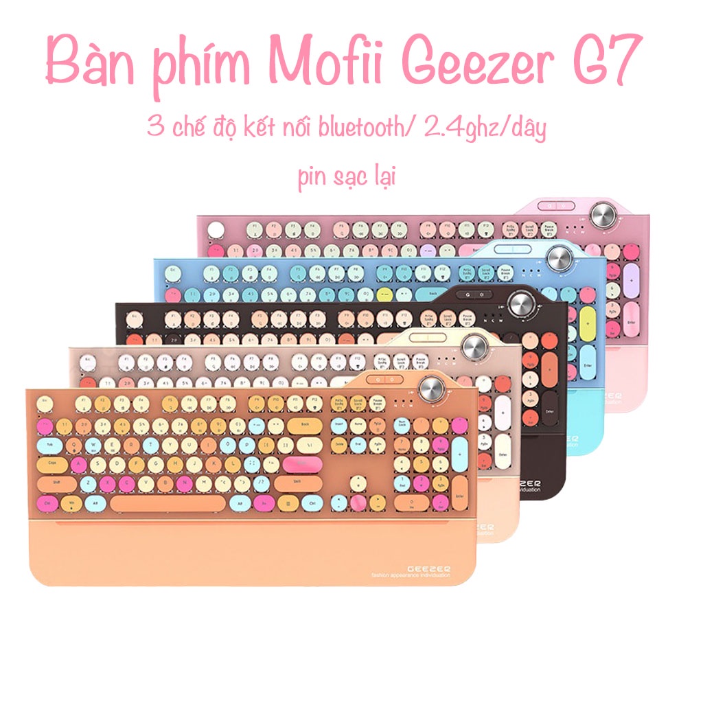 Bàn phím cơ không dây bluetooth Mofii Geezer G7, bàn phím bluetooth cho ipad / điện thoại/ macbook /pc  3 chế độ kết nối