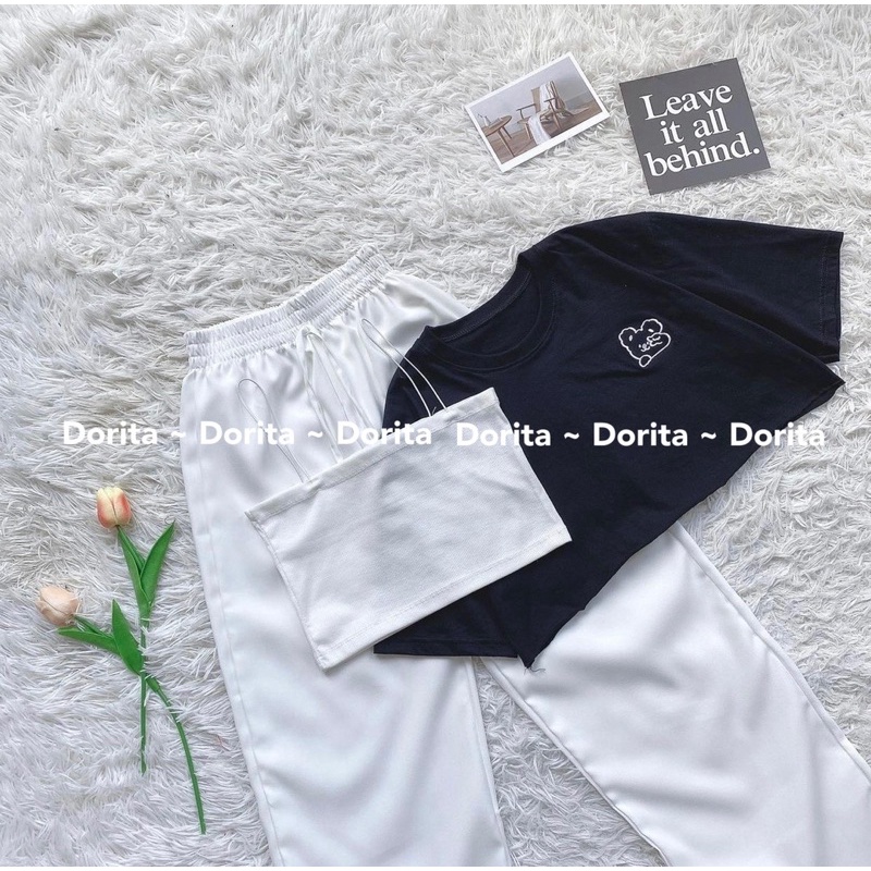 Set 3 chi tiết Aded phong cách Hàn Quốc, Bộ 3IN1 áo croptop áo bra quần Jogger- Dorita Boutique