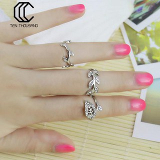Set 3 nhẫn midi kiểu chiếc lá dễ thương dành cho nữ