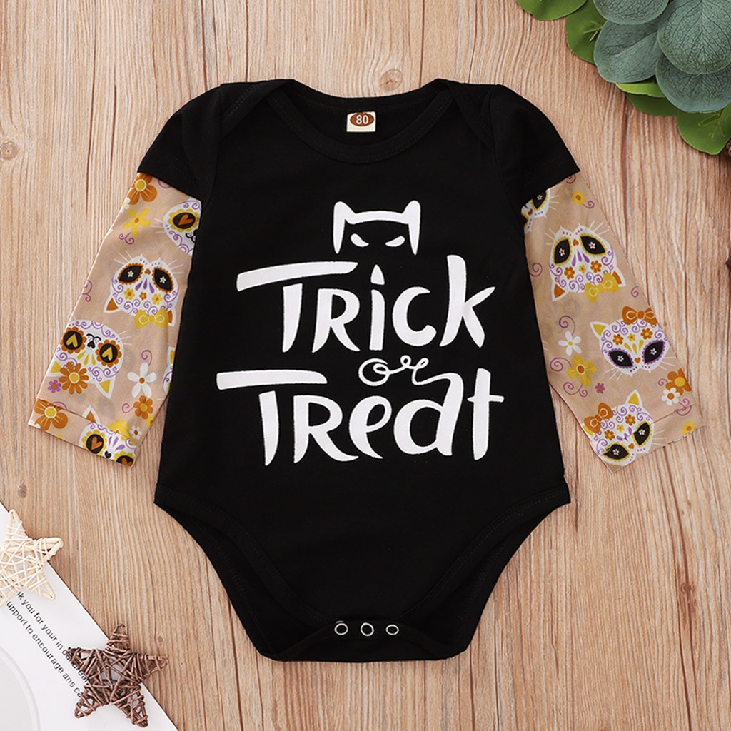 Đồ Liền Thân Ngắn Tay In Họa Tiết Halloween Cho Bé Trai / Gái