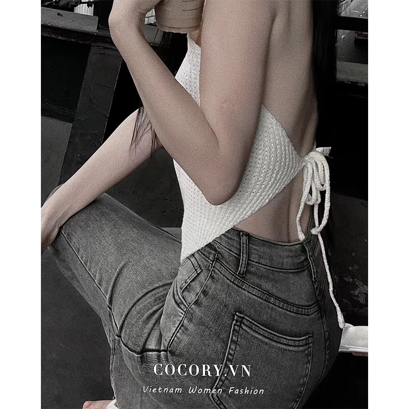 Cocory vn Áo Croptop Dệt Kim Trễ Vai Thời Trang Mùa Hè Quyến Rũ Dành Cho Nữ