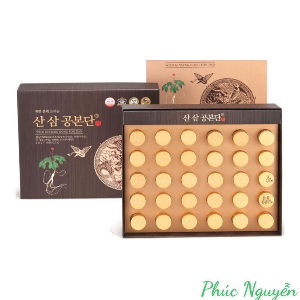 Viên Nhân Sâm Núi Wild Ginseng Gong Bon Dan Hàn Quốc - Hộp gỗ 30 viên