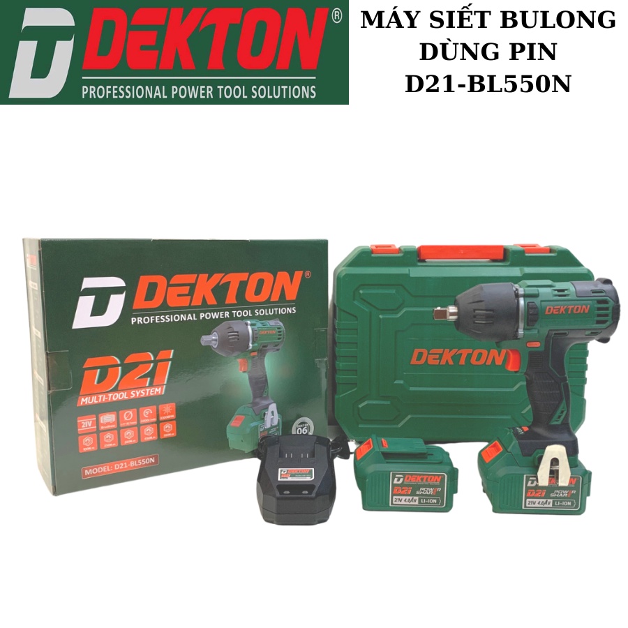 Máy Siết Bulong Dùng Pin Dekton D21-BL550N - Lực Siết 550Nm - 5 Cấp Độ - Brushless - Hệ Sinh Thái D21