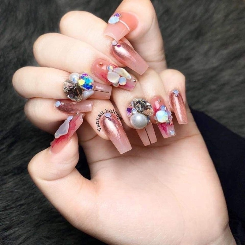 Set sỏi trang trí móng kiểu nail Hàn Quốc 6 hũ