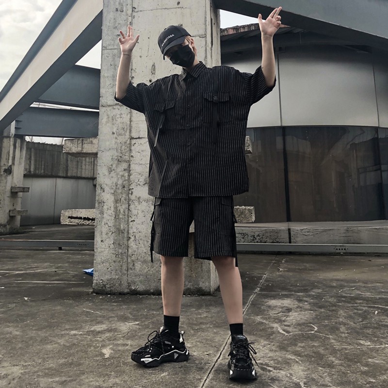 [ORDER] Set áo sơ mi quần short ulzzang unisex form rộng oversize Hàn Quốc street style