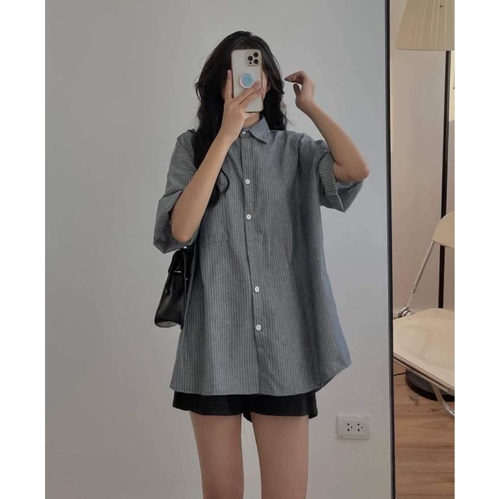 Áo sơ mi kẻ nữ form rộng phong cách Unisex CaMa Store SM 01 | BigBuy360 - bigbuy360.vn