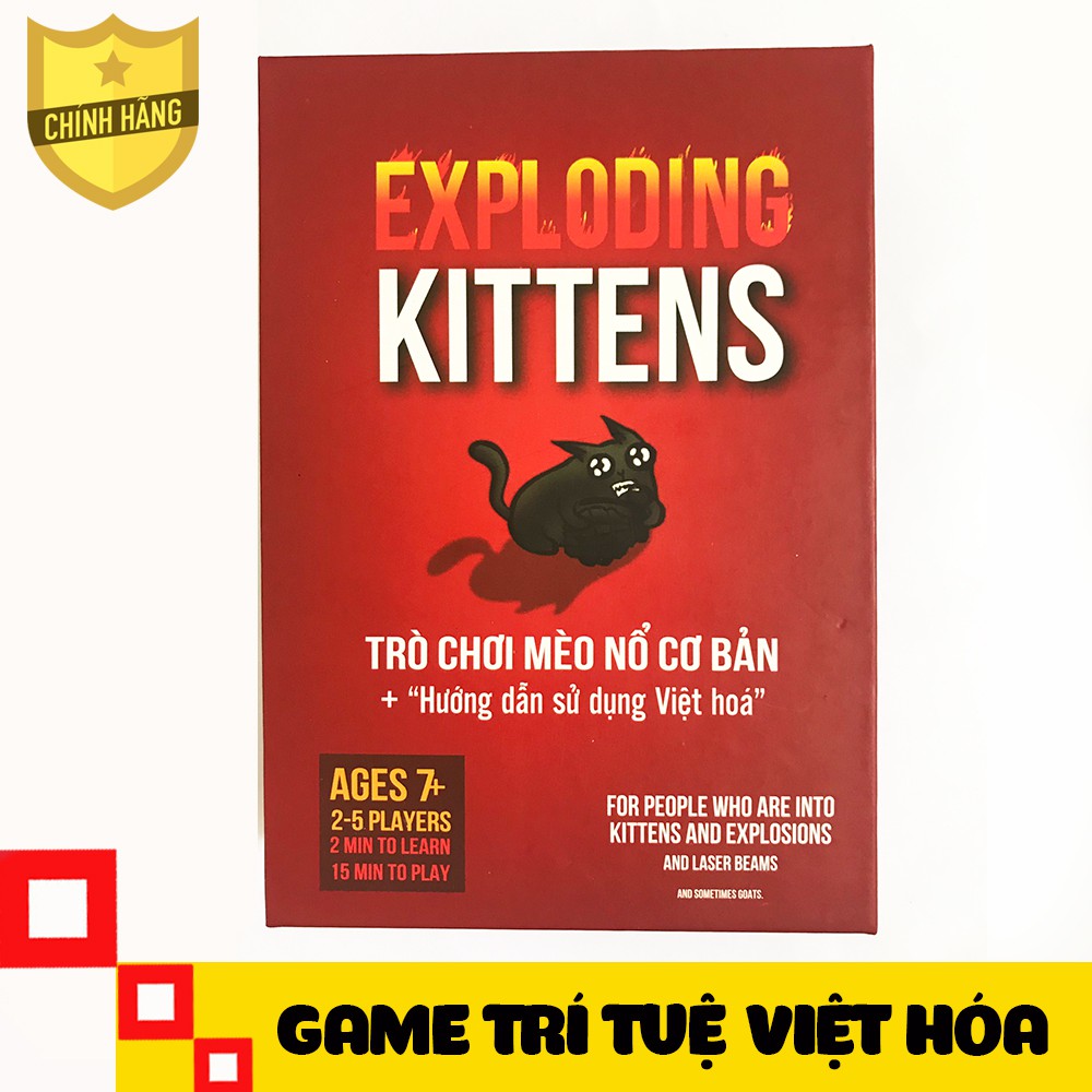 Đồ chơi Mèo nổ Việt hóa cơ bản Exploding Kittens, game thẻ bài giá rẻ, vui nhộn, hấp dẫn, bản đầy đủ gồm 56 lá bài