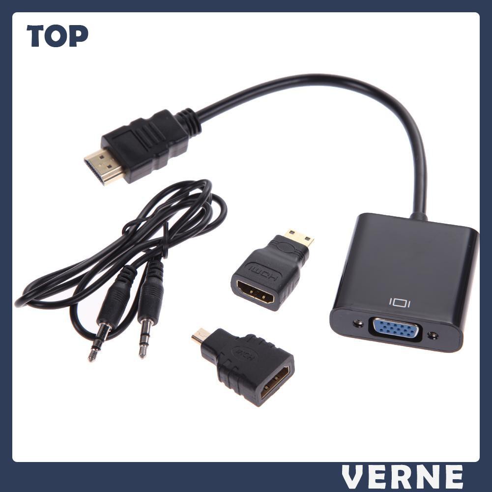 vernesss 1080P Micro HDMI-compatible / Mini HDMI-compatible / HDMI-compatible to VGA Converter Adapter with Audio