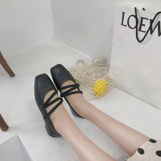 (Hàng Sẵn) Giày Búp Bê Vintage nâu dây đan chéo( ảnh thận ở cuối)