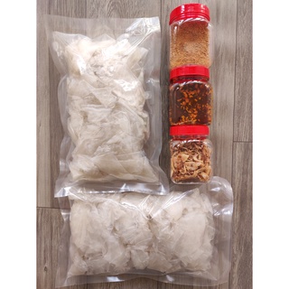 Combo 1kg bánh tráng phơi sương mềm dẻo + muối nhuyễn + sa tế + hành phi | Chợ Cô Thu