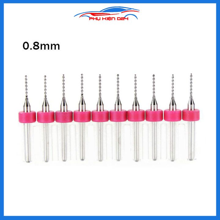 Hộp 10 mũi khoan CNC cao cấp độ chính xác cao đường kính mũi 0.8mm
