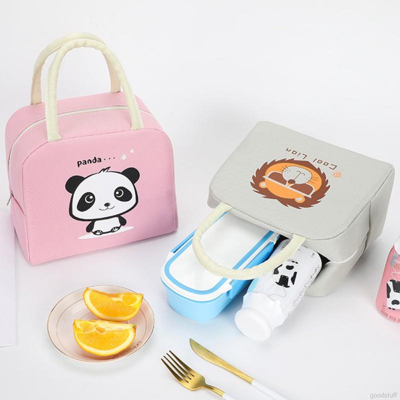 Túi đựng cơm trưa giữ nhiệt tốt chống tràn/ chống thấm nước kẻ sọc có thể tái sử dụng