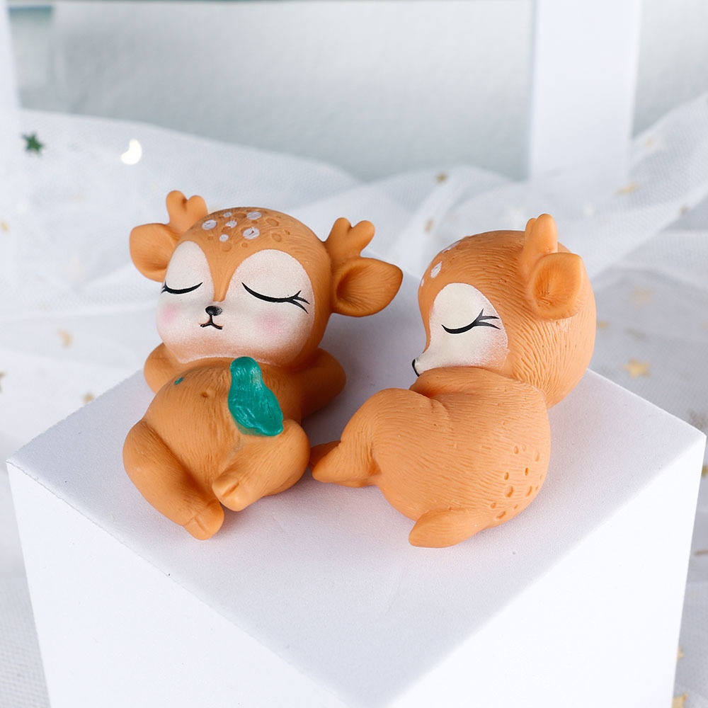 Búp Bê Nhồi Bông Hình Tuần Lộc Trang Trí Bánh Kem Giáng Sinh