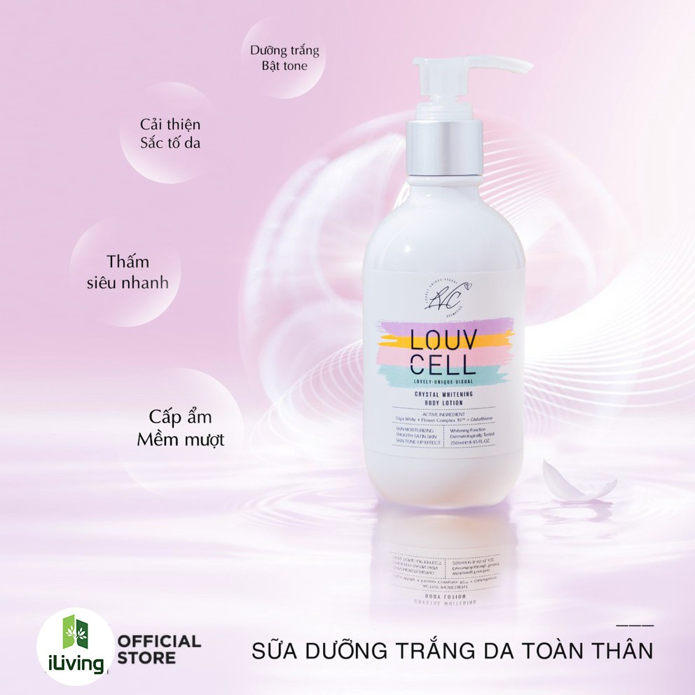 Kem dưỡng ẩm trắng da body Louv Cell Crystal Whitening Body Lotion 250ml ILIVING-LOUDTB250 | BigBuy360 - bigbuy360.vn