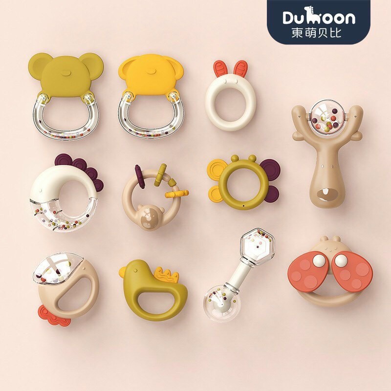 |Baongubaby| Set ngậm nướu Goryeo có gấu bông - Bộ 10 món Đồ chơi xúc xắc DUMOON - Bộ lục lạc UMOO đèn nhạc