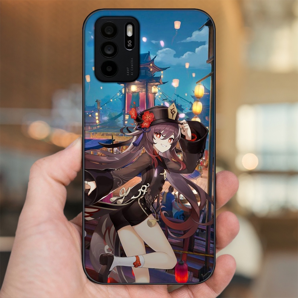 Ốp lưng Oppo Reno 6Z 5G viền đen in hình Hutao Genshin Impact
