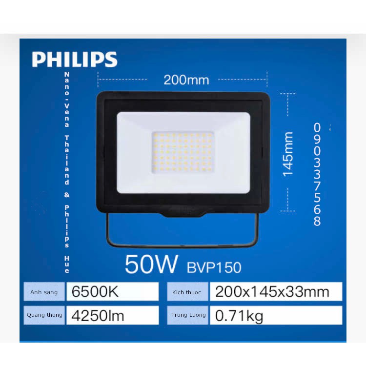 Đèn pha LED  BVP150 công suất 10w 20w 30w 50w 70w chống nước Ip65 |Philips chính hãng|