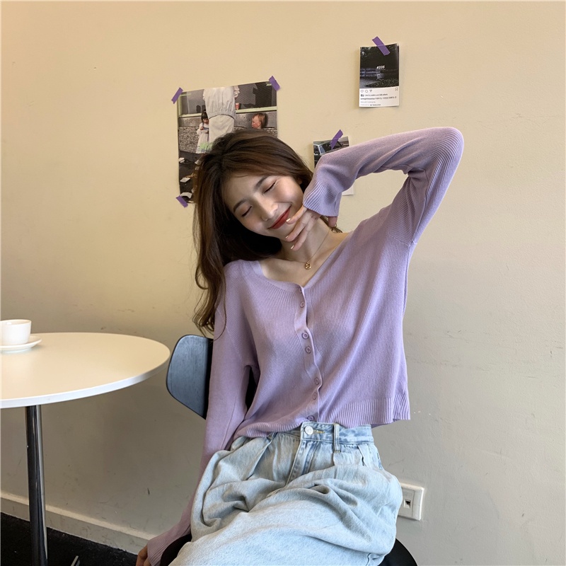 Áo nữ ZHELIHANGFEI dệt kim mỏng tay dài thời trang xuân thu 2022