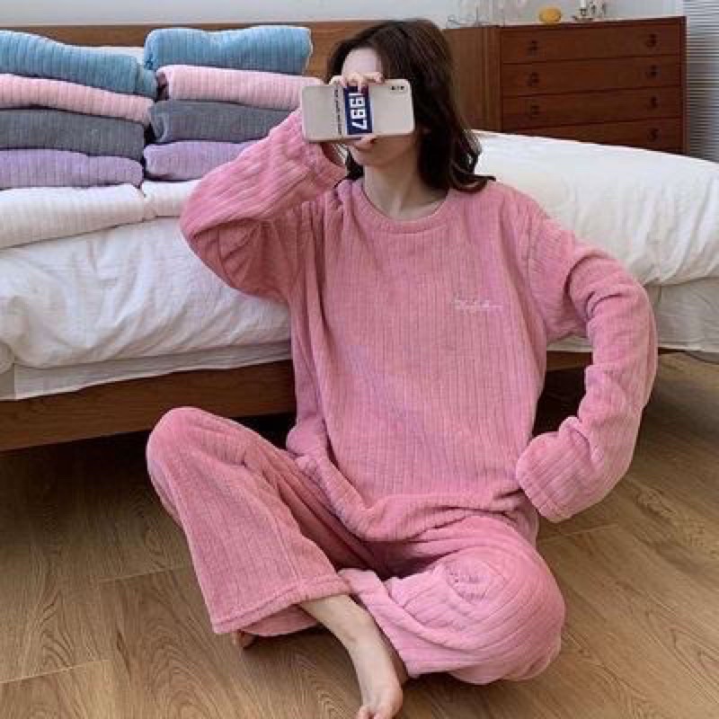 Bộ ngủ lông cừu suông Bộ lông dáng thụng