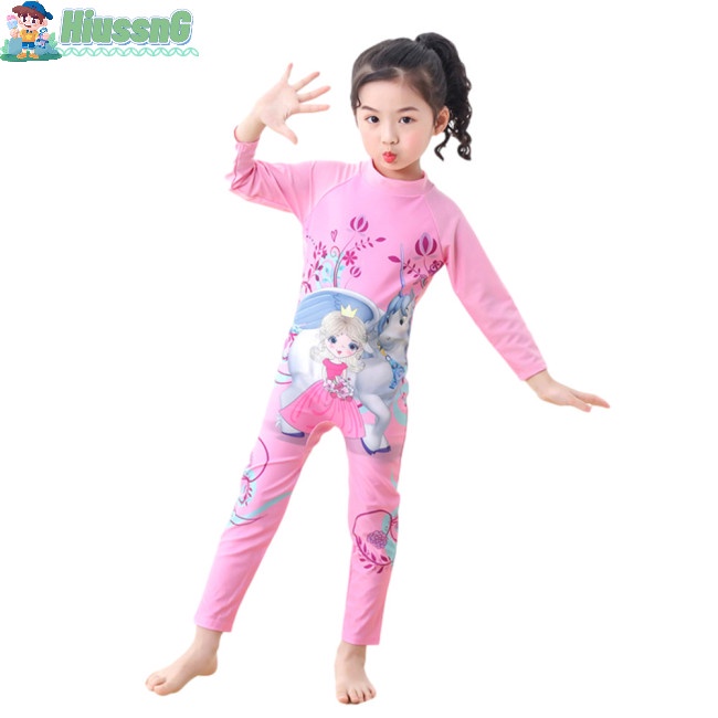 Bộ Đồ Bơi Dài Tay Chống Nắng Họa Tiết Hoạt Hình Cho Bé Từ 3-11 Tuổi