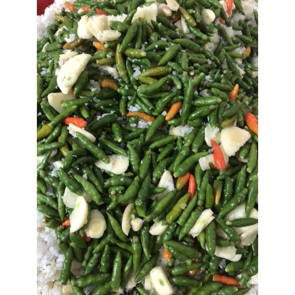 Ớt thóc xanh sóc tỏi muối 150k/2 chai