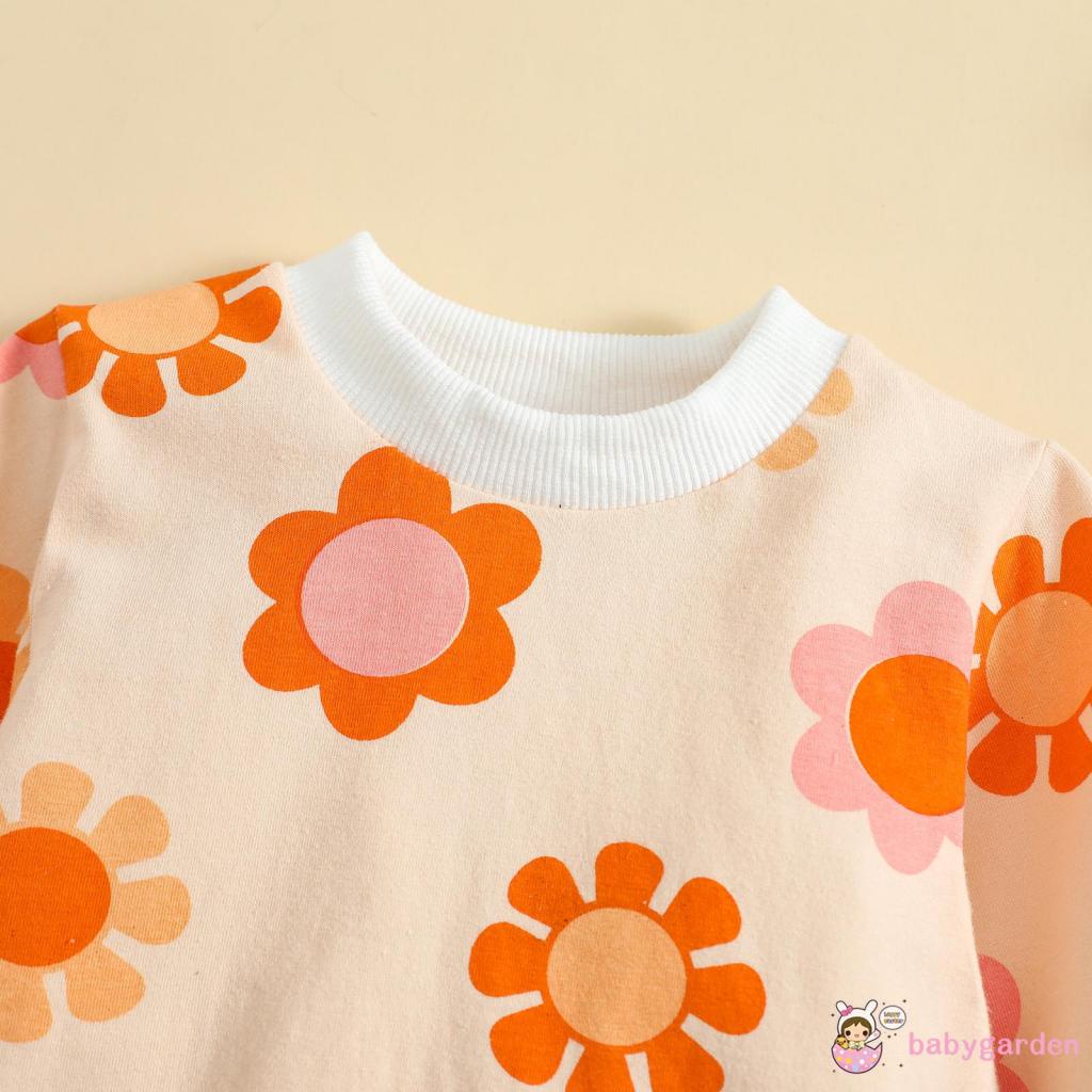 Set Áo Thun Tay Dài Cổ Tròn In Hình Cầu Vồng Phối Quần Buộc Dây Thời Trang Cho Bé Gái 6 Tháng-4 Tuổi