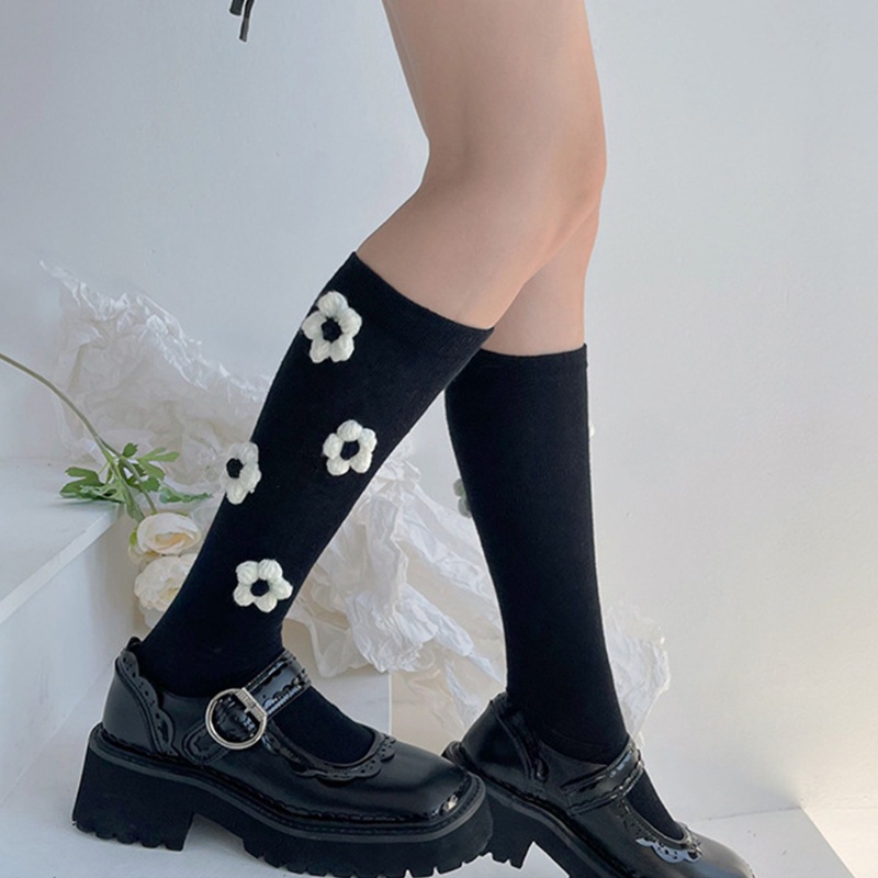 Vớ len cổ cao giữa bắp hoa 3D phong cách Lolita dễ thương cho nữ