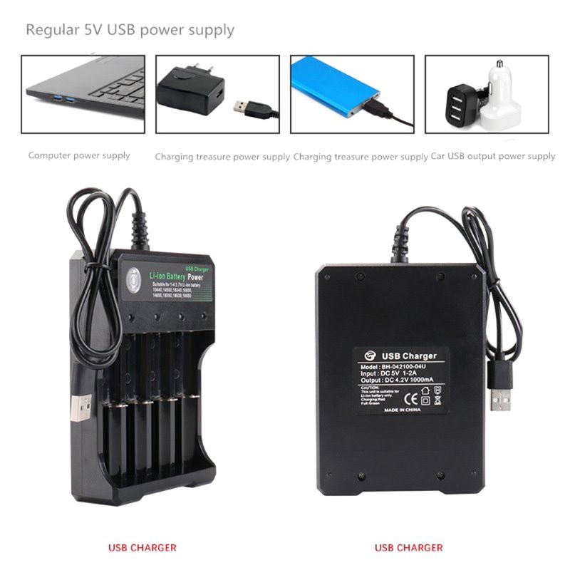 Bộ Sạc Pin Li-Ion Thông Minh 4 Ngăn 3.7v 18650 18350 16340 14500 Cổng Usb