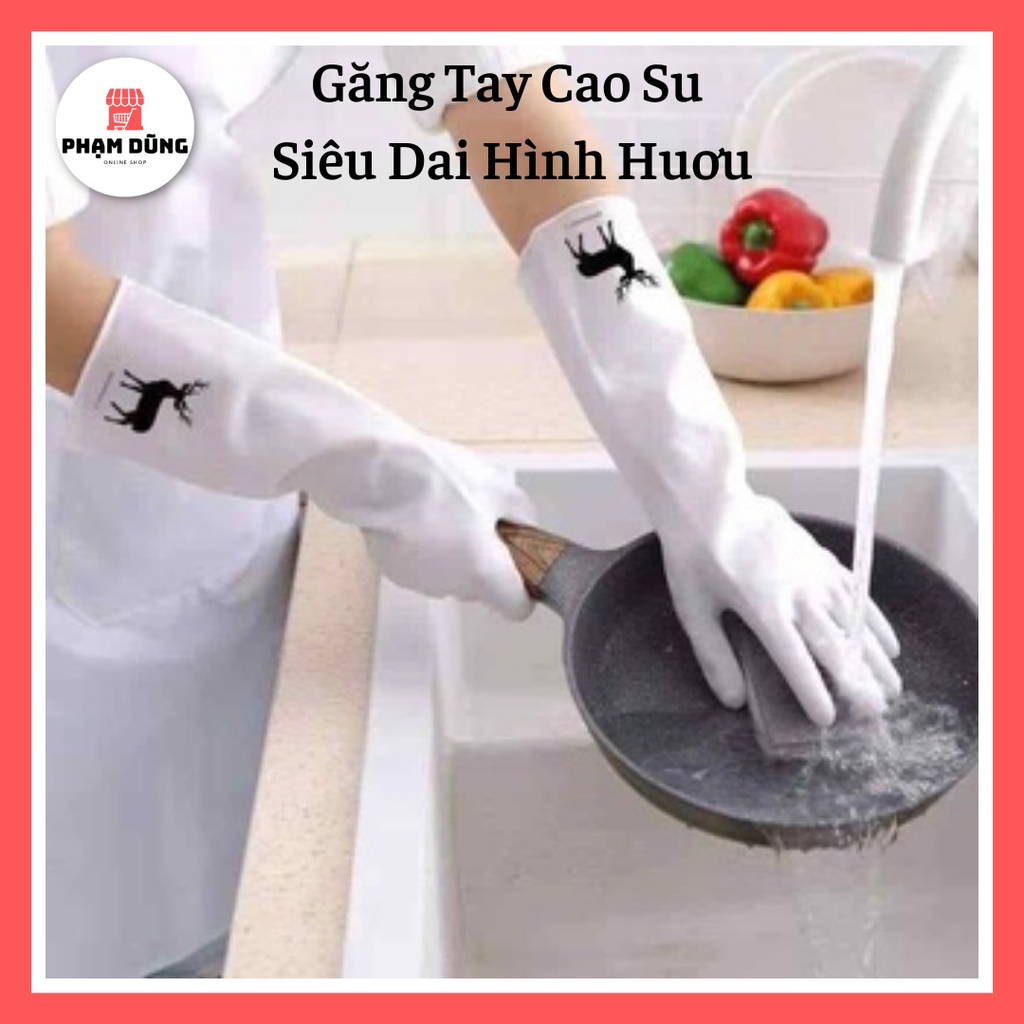 Bao Tay Cao Su Siêu Dai Hình Hươu , Găng Tay Rửa Chén Siêu Bền