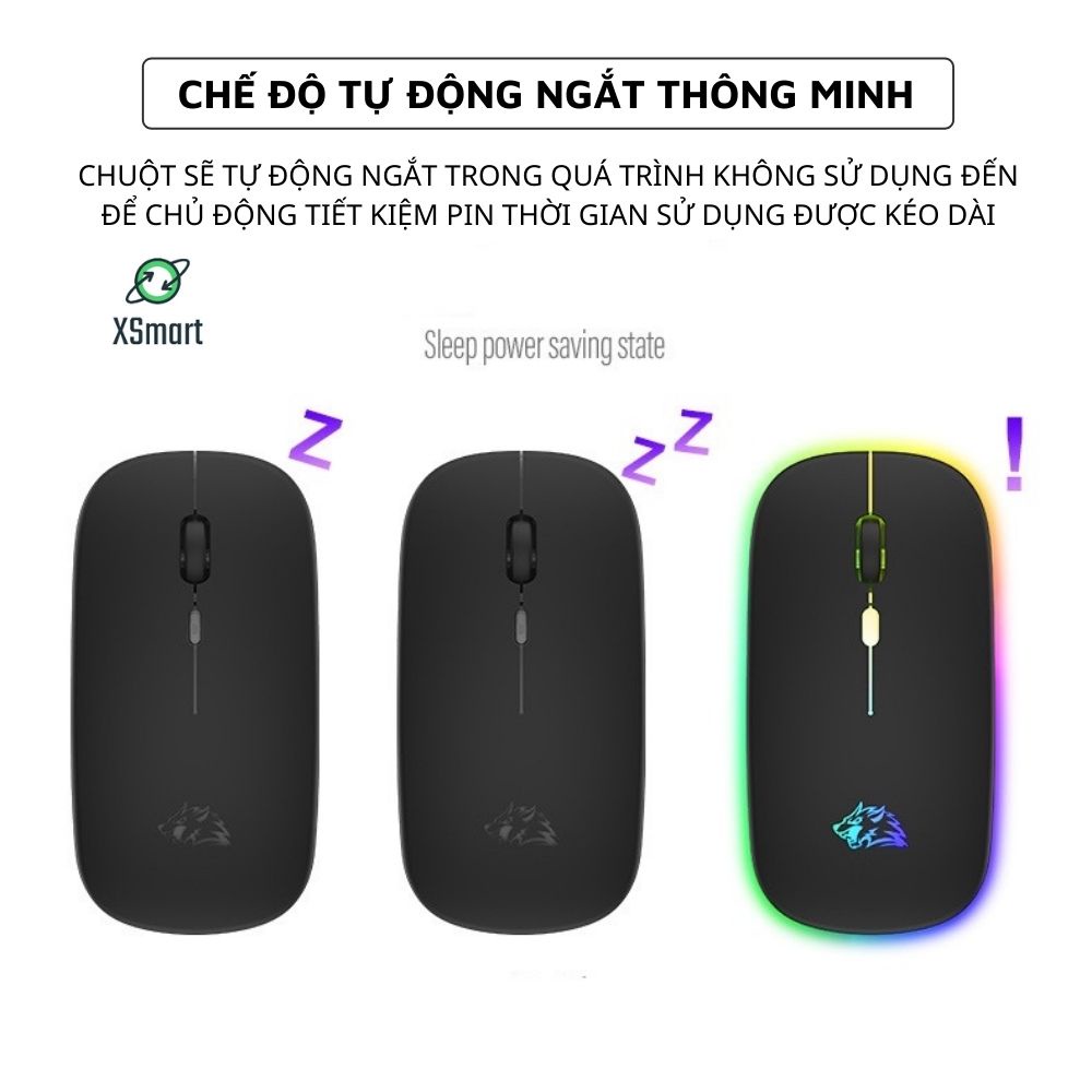 Chuột Bluetooth Không Dây Máy Tính X15 Có Led Đổi Màu Pin Sạc Dùng Văn Phòng, Chơi Game Cực Chất