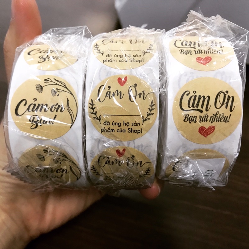 Nhãn dán Cảm Ơn | Giấy kraft 25mm | Sticker Thank You Tiếng Việt dễ thương gói hàng, gói quà