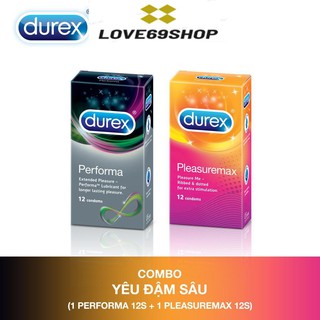 Bộ 2 Bao cao su Durex Performa kéo dài thời gian Hộp 12C và Bao cao su Durex Pleasuremax Gân Gai Hộp 12C- GoF