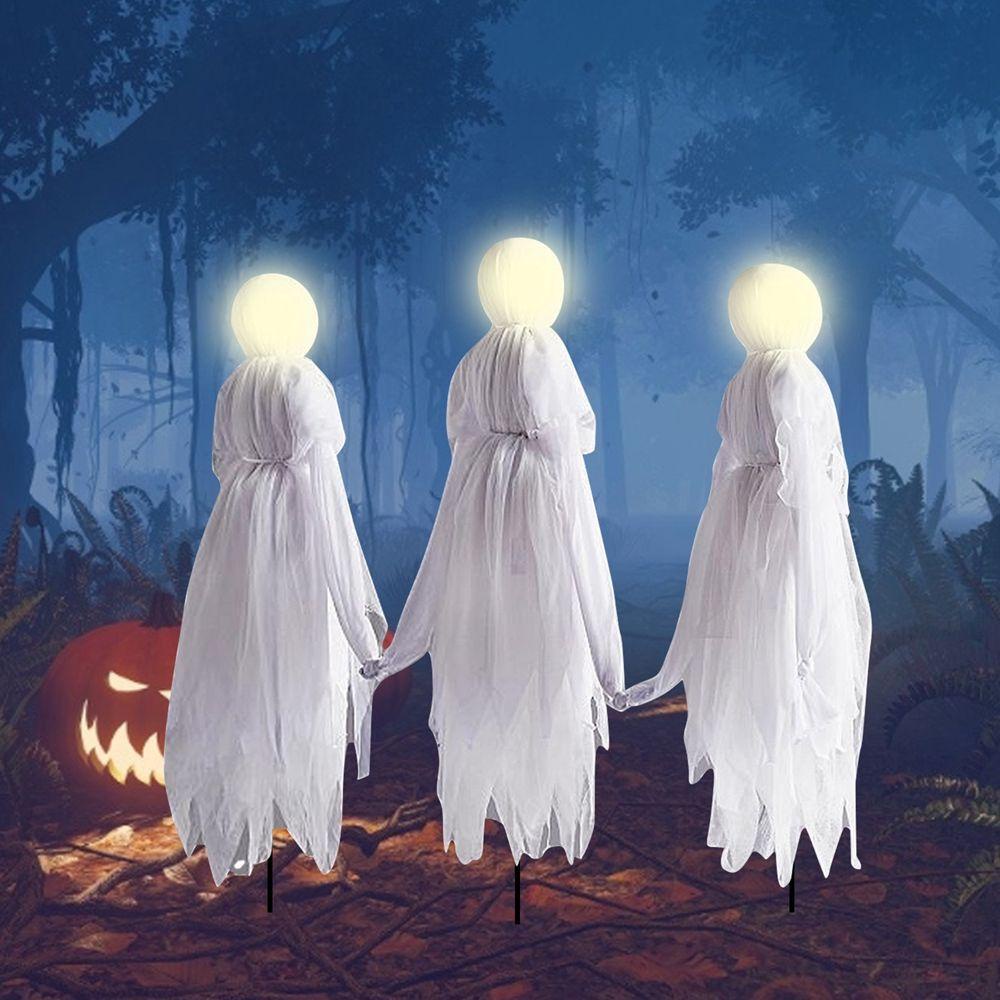 YIYU Hình Nộm Ma Cầm Tay Màu Trắng Dạ Quang Treo Trang Trí Sân Vườn