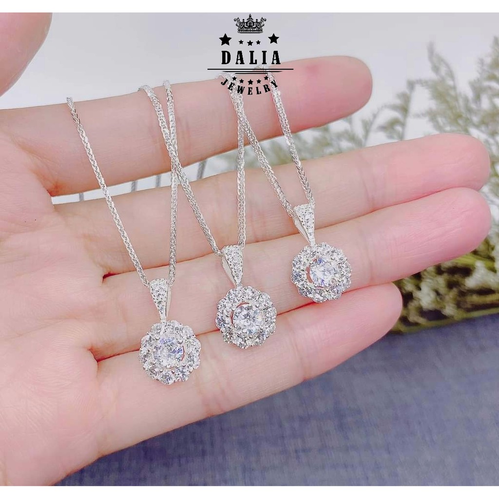 Dây chuyền nữ bạc thật 925 DaLiA Jewelry vòng cổ mặt tròn vòng hoa cao cấp dây bản to chắc chắn có lẻ mặt dây chuyền