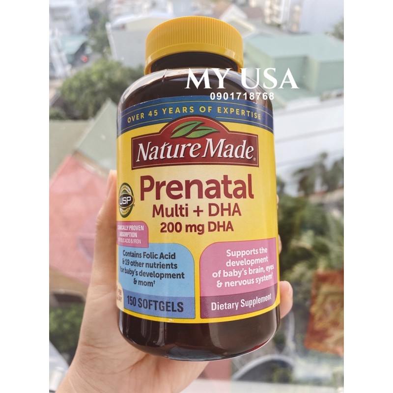 Vitamin cho bà bầu❤️Viên uống bà bầu Nature Made-Prenatal Multi+DHA 150 viên từ Mỹ