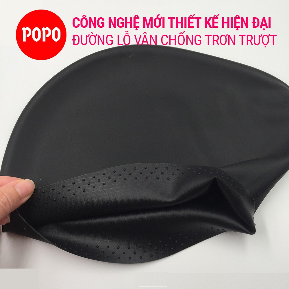 Nón bơi silicone trùm tai, trùm tóc cho nữ có tóc dài POPO Collection CA45